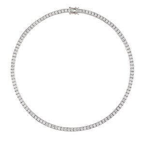 DORSEY PRINCESS CUT, LAB-GROWN WHITE SAPPHIRE SILVER RIVIÈRE NECKLACE. 18 inch.
